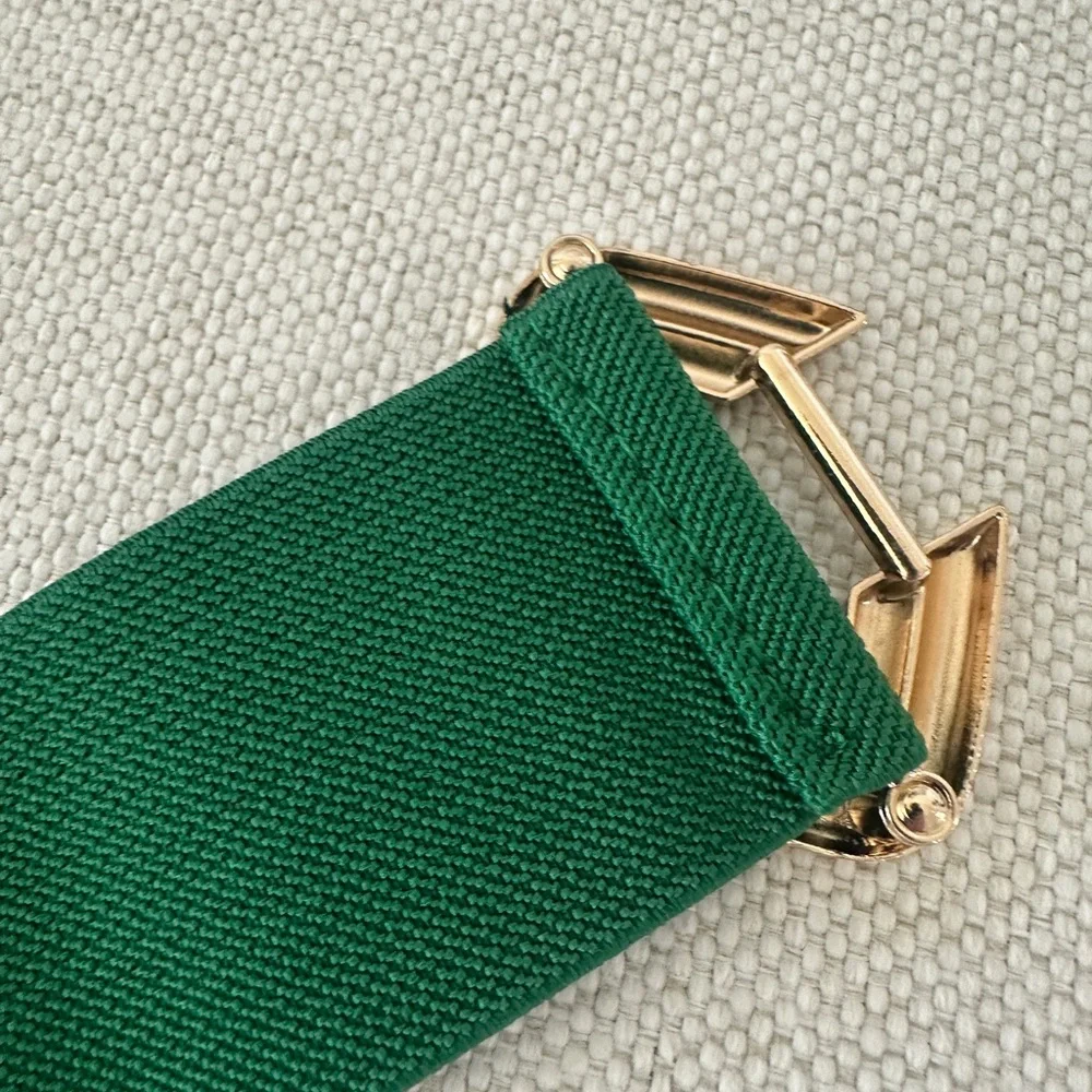 VONMELLI Women’s Wide Elastic Stretch Belt – Vintage Gold Buckle | Like New